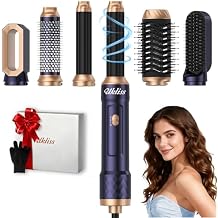 Ukliss Hair Dryer 6 in 1 & Blow Dryer Brush | Controlled Airflow for Effortless Auto-Wrap Curls & Frizz-Free Shine, Salon Styling at Home for All Hair Types with ALCI Plug,Blue