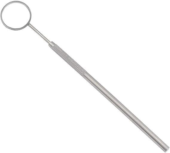Dental Mouth Mirror #4 & #5 Head with Handle Simple Stem Stainless Steel Inspection Mirror by G.S ONLINE STORE