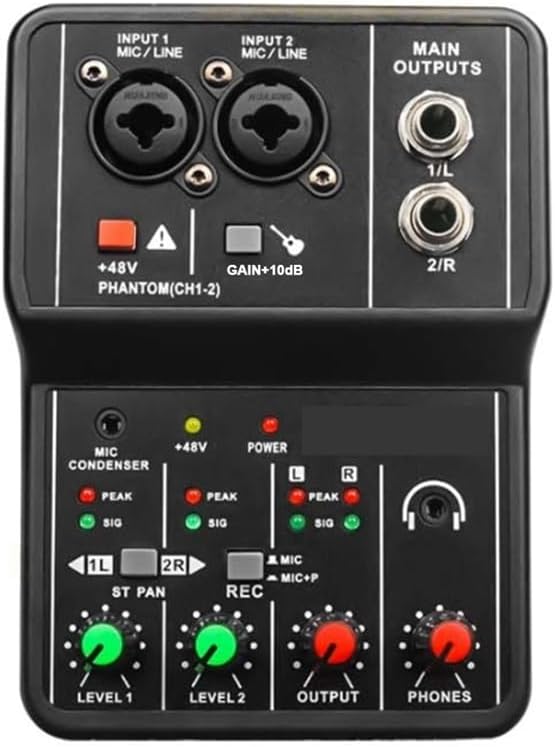 Audio Mixer Sound Card Mixer Soundboard Console Desk System Interface 4 Channel 48V Power Stereo