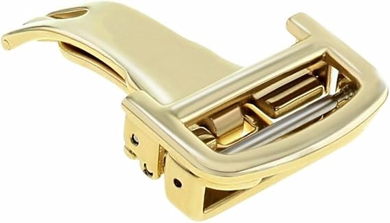 Ewatchparts 20mm Deployment Strap Leather Band Buckle Clasp Compatible With Cartier Ballon Bleu Gold