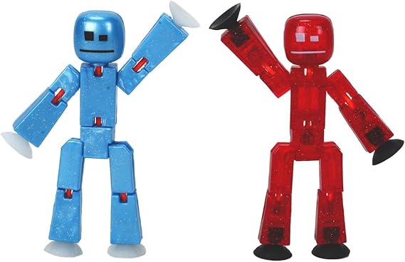 Zing StikBot デュアルパック - スティックボット2個入り - コレクター収集用アクションフィギュア ストップモーションアニメーション 対象年齢4歳以上 スターフロストブルー + コメットレッド