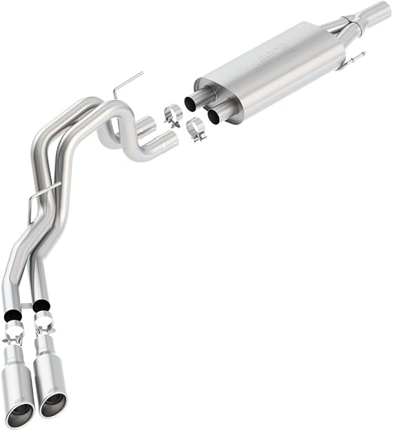 BORLA 140838 Cat-Back System for 2010-2014 Ford F-150 SVT Raptor/ 2011-2012 F-150 Harley Edition 6.2L V8 2 & 4 Wheel Drive AT/MT Ext. Cab (5' 5") Bed 133.3" WB/Crew Cab (5' 5") Bed 145.2" WB.