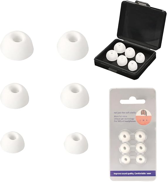 Replacement Silicone Earbud Tips for Nothing Ear (a) - 3 Pairs (S/M/L Sizes) with Storage Box | Noise Isolation & Comfortable Earphone Rubber Buds,toergy Earbuds Covers,Black & White