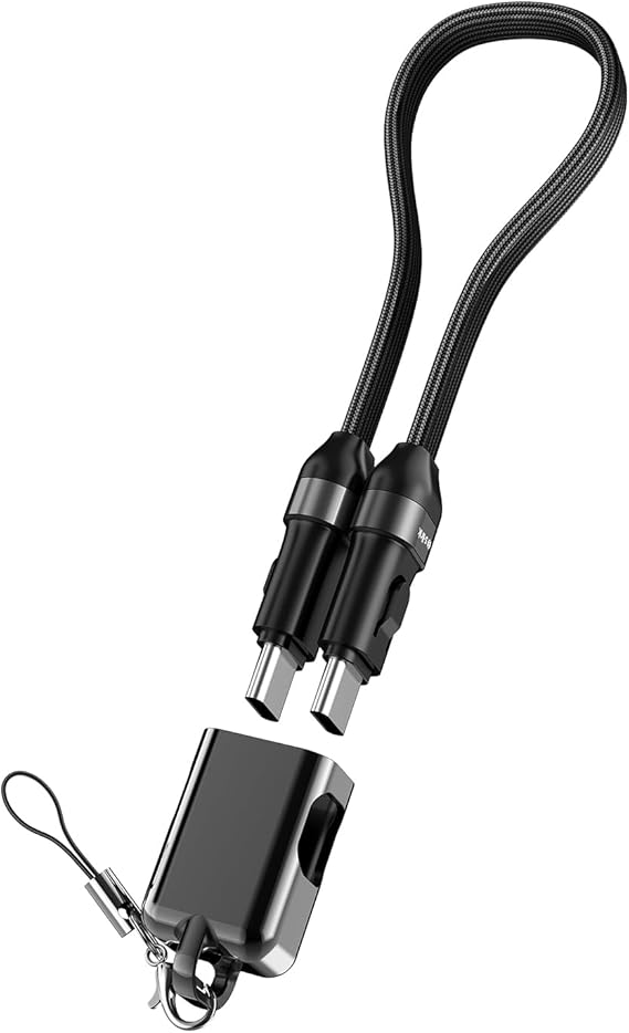S-link Armor CC-020 60W 20 cm Type-C to Type-C PD Örgülü Metal Başlıklı Siyah Hızlı Şarj Kablosu, Kısa Type C Kablo (İphone vb Tüm Type C Telefon ve Tabletler ile Tam Uyumlu)