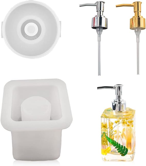 Bottle Resin Mold with Pump Soap Dispenser Resin Mold Perfume Bottle Silicone Molds for Epoxy Casting DIY Bottle Pen Flower Storage Candle Holder Home