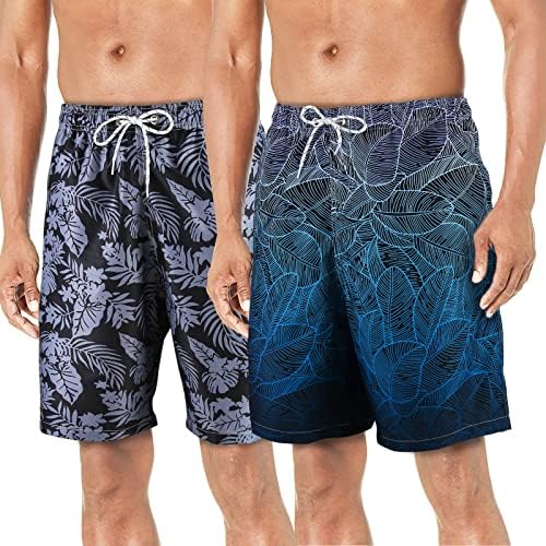 BOOMCOOL Mens Swim Trunks with Mesh Lining 2 Pcaks Beach Shorts with Funny Swimwear for Men