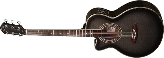Oscar Schmidt OG10CEFTBLH-A Left-Handed AE Guitar Flame Trans Black