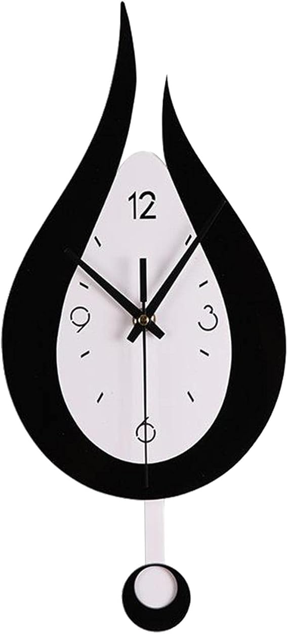 Yajuyi Elegant Wall Clock with Swinging Pendulum, Black
