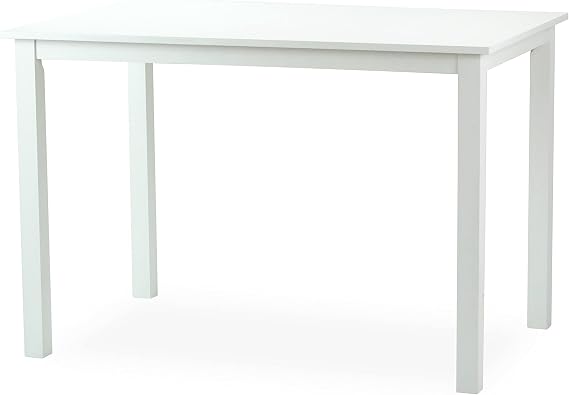 Dining Kitchen Rectangular Classic Table Solid Wooden Modern in White Finish