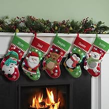Personalized Planet Snowman Christmas Stocking with LED Lights and Custom Name Embroidery | 3-D Character Stocking with Colorful Twinkling Lights | Green Cuff | Festive Home Decor | Ready to Hang