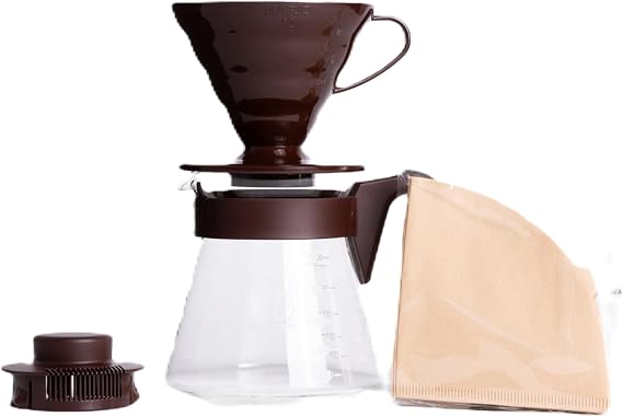 Hario V60 Pour Over Coffee Starter Set, Size 02, Brown
