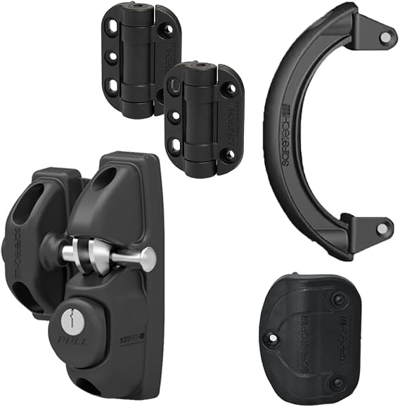 Safetech Hardware ViperX1 Gravity Gate Latch, TopKlik Gate Hinges, Gate Handle & Gate Stop Bundle