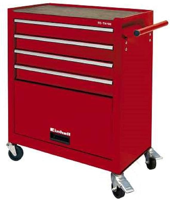 Einhell TC-TW 100 Workshop Trolley (Max. 75 kg, 4 Easy-Slide Drawers, 4 Swivel Wheels)
