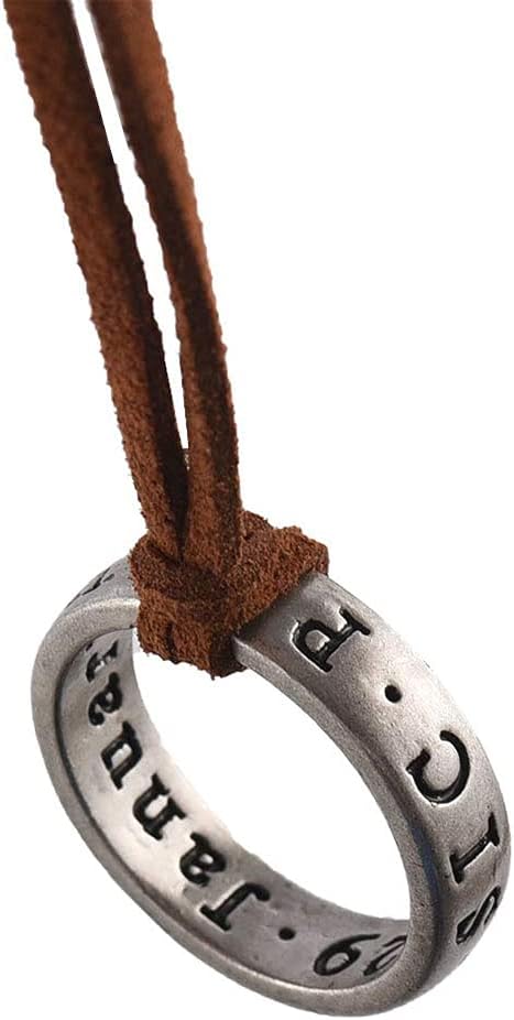 Uncharted 4 Nathan Drake Ring Necklace for Men with Adjustable Leather Cord Handmade Metal