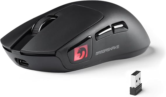 MAMBASNAKE M4 Wireless Gaming Mouse, 52g Lightweight BT/2.4Ghz/Wired Computer Mouse, PAW3311 24K DPI Optical Sensor, 200h Battery Life, Programmable Mice for PC/Win/Mac (Black)