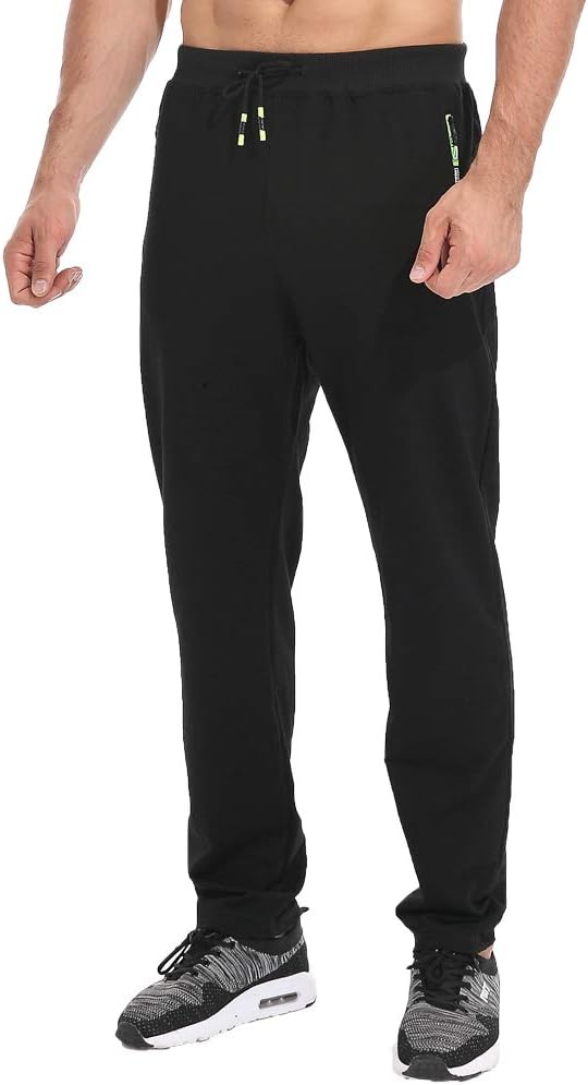 Tansozer Mens Joggers Tracksuit Bottoms Open Hem Cotton Zip Pockets