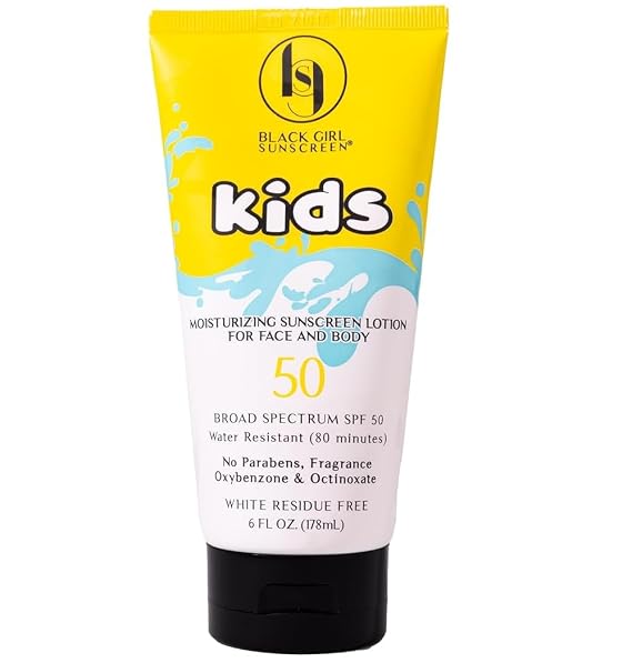Black Girl Sunscreen Kids SPF 50 Lotion for Face & Body - 6 Fl Oz | Adults & Kids Sunscreen, Water Resistant 80 min, Gentle Formula Ideal for Sensitive Skin, No White Cast