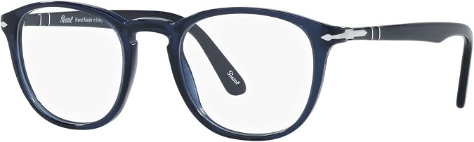 Persol PO3143V Prescription Eyewear Frames, Transparent Blue/Demo Lens, 49 mm