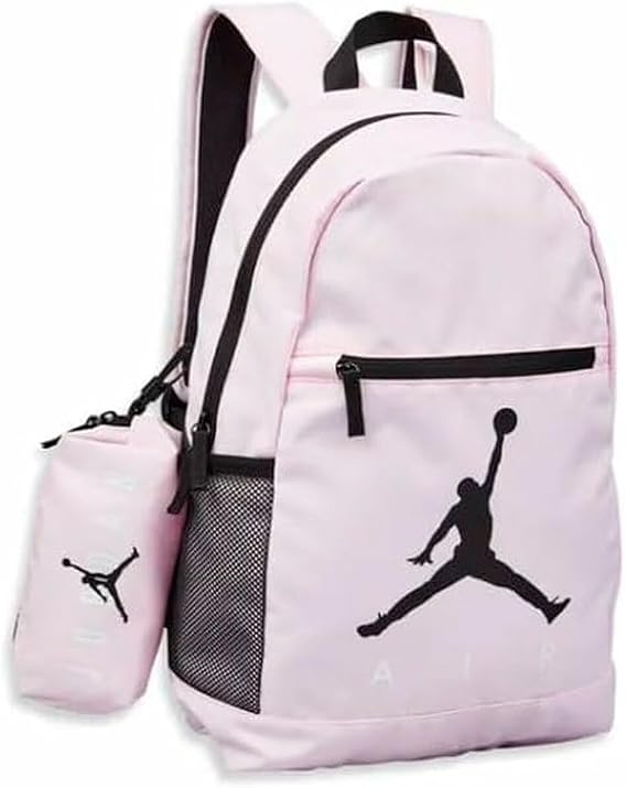 Jordan Air School Backpack with Pencil Case Iconic Jumpman Look (Pink, One Size)