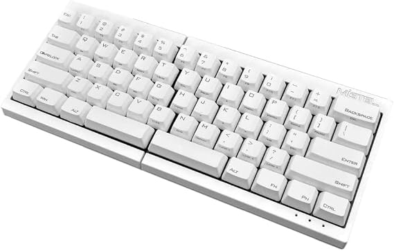 Mistel MD600 Split Mechanical Keyboard with Cherry MX Blue Switch for Windows and Mac (Programable Ergonomic Keyboard, White PBT Keycap/Case, Macro, NKRO, ASIN/US QWERTY)
