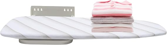 37.4" Wall Mounted Ironing Board, Heavy Duty Foldable Iron Board with Heat Resistant Cover, Space Saving Laundry Ironing Board, 33 lbs Capacity,(White)