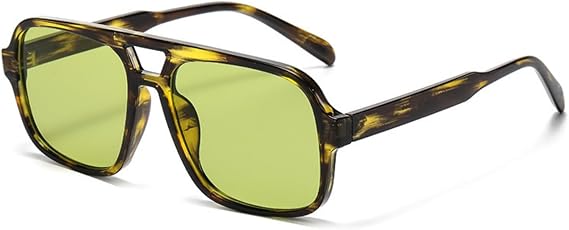 Retro Sunglasses for Men Women Classic 70s Vintage Rectangular Oversized Square Sunglasses Double Bridge