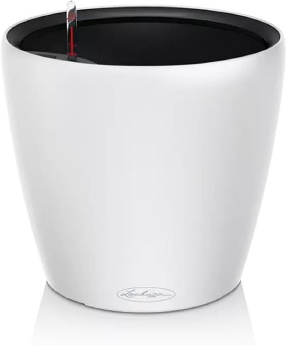 Lechuza Classico Color LS 35 White, Self-Watering Round Planter, D13.8 H12.6 in