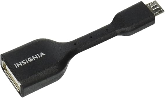 Insignia OTG (On The Go) Micro USB-to-USB Type-A Adapter Cable for Android Devices, Model: NS-MOTGD, Black