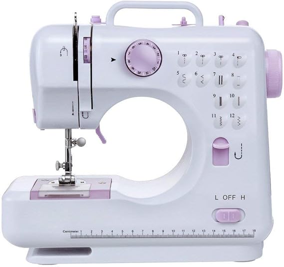12 Stitch Multi-Function Sewing Machine Household Sewing Machine Electric Sewing Machine Portable Sewing MachineDouble-line Two-Speed Reverse StitchPedalSmallTable Lamp)