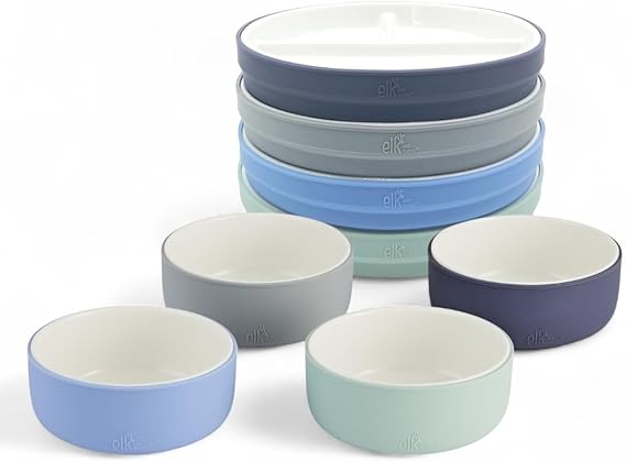 Elk and Friends Kids Porcelain Mealtime Bundle | 7.8" Plates & Bowls | 8 Pcs | Microwave & Dishwasher Safe
