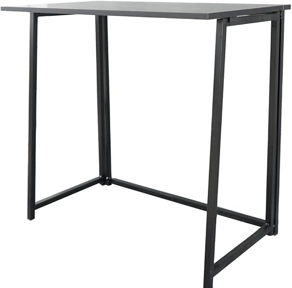Vasitelan Small Desk Folding Computer Desk Home Office Desk Study Writing Table for Small Space Saving (Black)