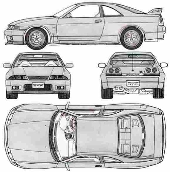 A4 Photo Blueprint Nissan Skyline R33 GT R Coupe 1996