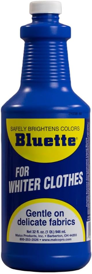 Bluette Concentrated Liquid Laundry Bluing 32oz Restores Whiteness & Brightness for Your Laundry, Safe & Gentle on Fabrics, Eco-Friendly Fabric Whitener for All Laundry Types