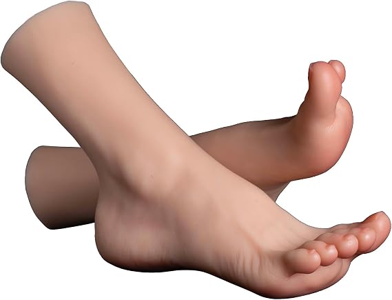 ZHY 1 Pair Soft Silicone Lifesize Female Mannequin Feet - Realistic Silicone Foot Mannequin Display Shoes, Sandal, Jewelry Display, Art, Sketch (with Skeleton, Platinum Vein Style)