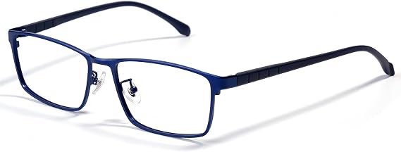 ZanyLen Blue Light Glasses Men Full Rim Rectangle Metal Glare UV Blocking Computer Reading Phone Gaming Glasses Clear Lens