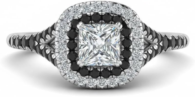 Choose Your Gemstone Delicate Double Halo Diamond CZ Ring Sterling Silver Princess Shape Halo Engagement Rings Matching Jewelry Wedding Jewelry Easy to Wear Gifts US Size 4 to 12