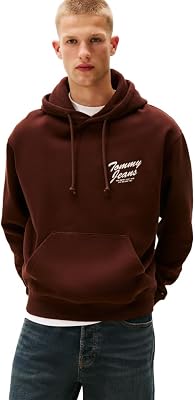 Tommy Jeans Mens Medium Weight Hoodie Sweatshirt With Printed Back Graphic