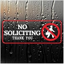 No Soliciting Sign for House, 2x5 Inches No Soliciting Window Sticker Decal, Self Adhesive No Soliciting Sign for Front Door, Home Window, Business, Apartments and Office Door (4Pcs)