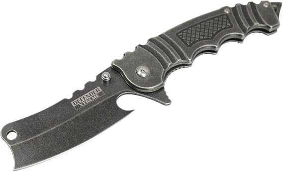 DEFENDER XTREME Butcher Style 8.5" Spring Assisted Knife 3CR13 Stainless Steel