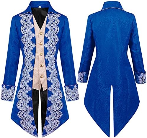 Men's Steampunk Vintage Tailcoat Jacket Gothic Victorian Frock Coat Uniform Halloween Costume