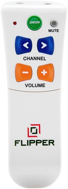 Flipper Big Button Universal TV Remote - Seniors, Elderly - Simple, Works TV & Cable - Favorite Channels - Learning - Supports IR Devices
