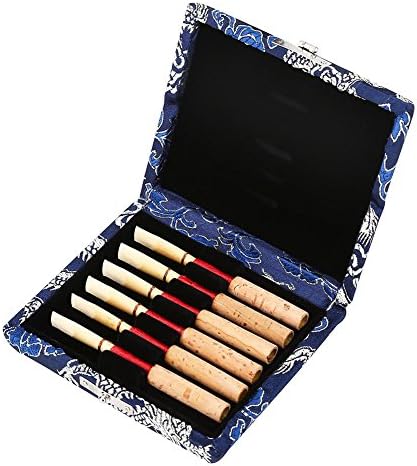 Tbest Oboe Case,Protect Against Moisture Wooden + Silk Cloth Cover Case Holder Storage Box for 6pcs Oboe Reeds Maple Wooden