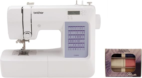Brother CS5055 Computerized Sewing Machine, 60 Built-in Stitches, LCD Display, 7 Feet and SASC706 6-Piece Pacesetter Sewing Thread Included