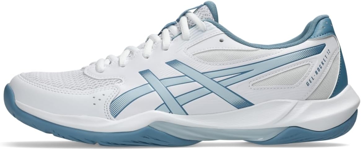 ASICS メンズ Gel-Rocket 12 バレーボールシューズ, ホワイト/クールグレー, 11.5 Wide