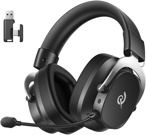 QCY Heroad VT200 Gaming Headset for PC: 53mm Neodymium Drivers - Detachable Noise Canceling Microphone - 2.4G/Bluetooth 6.0/Wired - Compatible for PS4/PS5, Switch, Xbox - 7.1 Surround Sound
