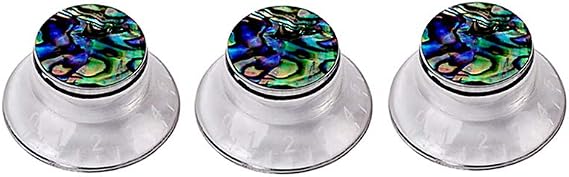 Alnicov 3PCS Guitar Contral Knobs,Electric Guitar Speed Knobs,With Abalone Shell Tone Volume Control Knobs Silver