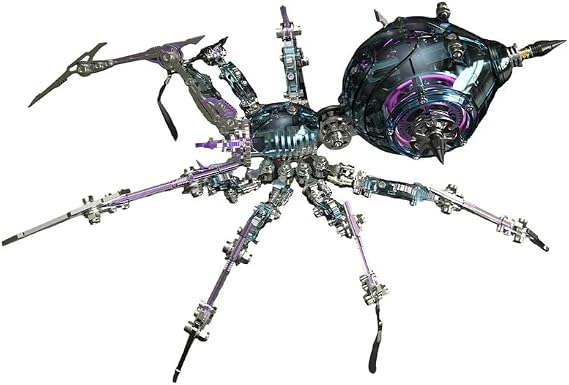 Spider 3D Metal Puzzles for Adults, 602PCS Steampunk War Spider King Mechanical Model with Light, DIY Metal Puzzle Assembly Kit Desktop Gift for Christmas