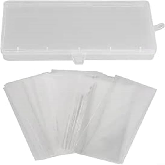 100 Pcs Banknote Sleeves with Storage Box, Clear Plastic Holders for Paper Money Collection, Protective Cases for Currency Notes, Flat Pockets