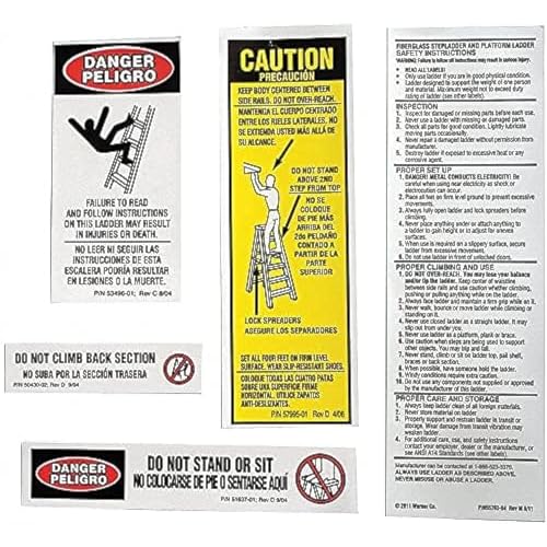 10 Pack Werner 300 LB Fiberglass Step Ladder Replacement Label Kit