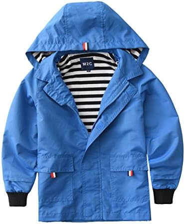 M2C Boys Girls Hooded Cotton Lined Rain Jacket Light Windbreaker